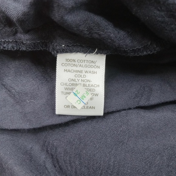 LOFT Blouse Womens Small Navy Blue Ruffle Bell Sleeve Peplum Cotton Boho Top - Picture 3 of 7